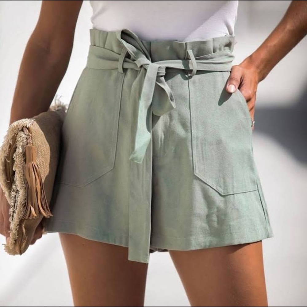 Nature Calls Pocketed Tie Shorts - Sage